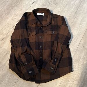 Old Navy, brown and black plaid button-down size 8